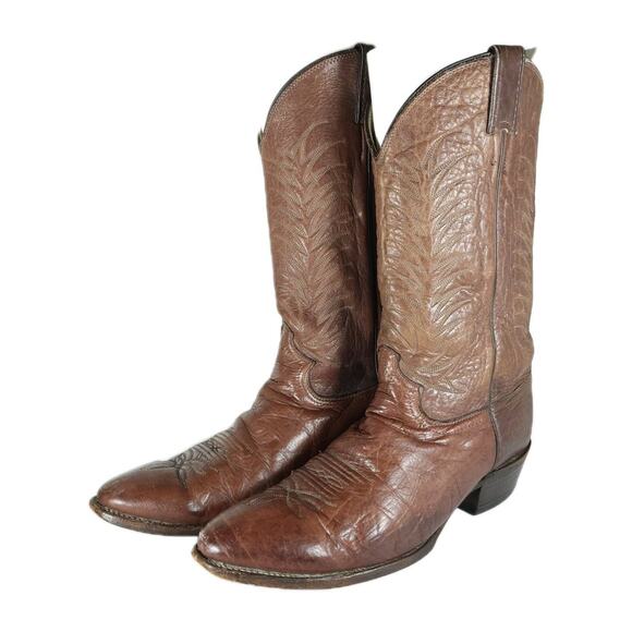 Justin Men\'s Vintage 1306 US 12D Brown Leather Cowboy Boots Made in USA main image 7